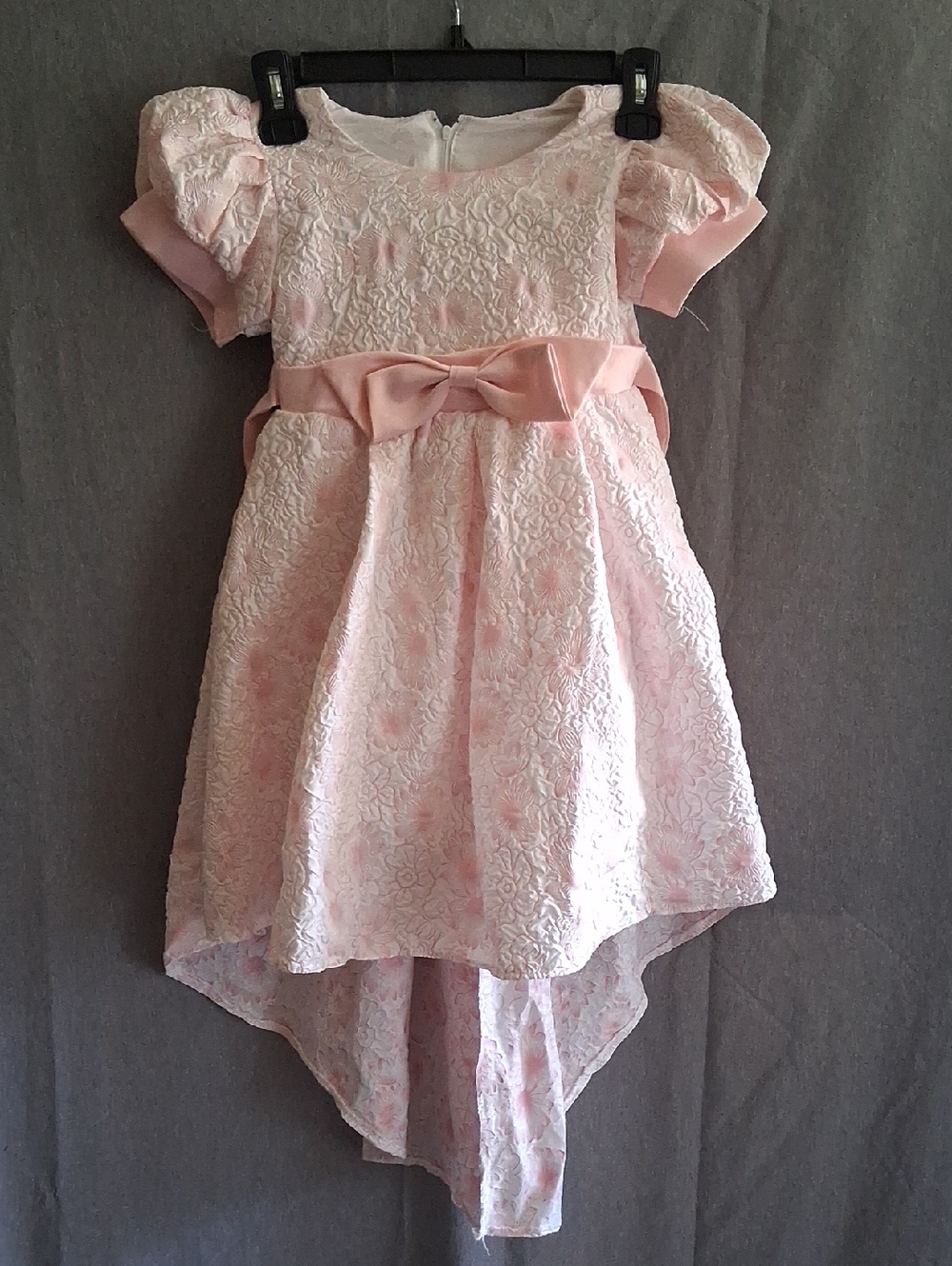 Source Unknown Pale Pink Lace High-Low Party Dress with Bow